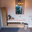 MONDIAZ ALAN - DLUX Badkamermeubelset - 130cm - onderkast - Washed Oak - 1 lade - vrijhangende wastafel - wasbak rechts - 0 kraangaten - Ostra SW809102