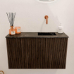 Mondiaz JOYA-DLUX 70cm toiletmeubel - kleur Walnut - Wastafel FAYE positie Rechts Zonder kraangat kleur Lava. SW1422434