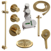 BRAUER Gold Edition Regendoucheset inbouw - hoofddouche 20cm - plafondarm 20cm - 3 gladde knoppen - inclusief inbouwdeel - handdouche rond 3 standen - PVD - geborsteld goud SW547663