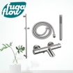 FugaFlow Eccelente Sobrado Mitigeur baignoire - avec barre curseur - douchette stick - flexible en métal - Inox brossé PVD SW1124011