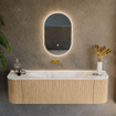 MONDIAZ KURVE-DLUX 160cm Meuble salle de bain avec module 25 G et D - couleur Oak - 1 tiroir - 2 portes - vasque BIG MEDIUM centre - sans trou de robinet - couleur Frappe SW1137348