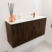 Mondiaz JOYA 80cm meuble de salle de bains - couleur Walnut - Vasque FAYE position Milieu 1 trou de robinet couleur Talc. SW1421310