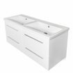 Saniclass Bari Meuble lavabo - 120x47x3.5cm - trop-plein - 2 lavabos - gauche droite 2 trous de robinet - céramique - blanc SW24931