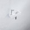 FugaFlow Efficiente Pietra Ensemble de fontaine - 37,5x18,5x9cm - céramique - trou de robinet à gauche - robinet de fontaine chrome - bouchon de vidange - siphon abaissé - Blanc brillant SW1442302