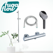 FugaFlow Eccelente Sobrado Ensemble de douche barre curseur avec douchette ronde, flexible en métal et robinet de douche Chrome SW1124040