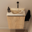 MONDIAZ TURE-DLUX Meuble toilette - 40cm - Washed Oak - EDEN - vasque Frappe - position droite - sans trou de robinet SW1103060