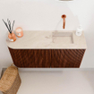 Mondiaz JOYA-DLUX 81.6cm toiletmeubel - ronding links kleur Ruby - Wastafel FAYE positie Rechts Zonder kraangat kleur Frappe. SW1423498