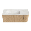 MONDIAZ KURVE-DLUX 115cm Meuble salle de bain avec module 25 D - couleur Oak - 1 tiroir - 1 porte - vasque BIG SMALL gauche - sans trou de robinet - couleur Ostra SW1137758