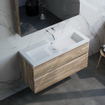 Saniclass Foggia Plan vasque 120x46cm sans trous de robinet avec trop plein et vasque simple marbre minéral Blanc mat SW542363
