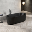 Zeza Nuo Baignoire îlot - 170x80x58cm - rainuré - avec évacuation - noir mat SW1408465