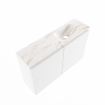 MONDIAZ TURE-DLUX Meuble de toilette 80cm Talc. EDEN vasque Frappe position droite. Sans trou de robinet. SW1102597