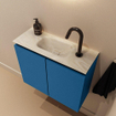 MONDIAZ TURE-DLUX Meuble toilette - 60cm - Jeans - EDEN - vasque Ostra - position centrale - 1 trou de robinet SW1104886