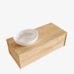 MONDIAZ LUSH Ensemble de meuble salle de bain - 100cm - 1 tiroir - lavabo BARCO - vasque à gauche - 1 trou de robinet - chêne blanchi SW409518