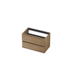 INK Wastafelonderkast - 80x45x52cm - 2 lades - greeploos - met houten keerlijst - MDF - Ash grey SW493589