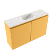 MONDIAZ TURE-DLUX meuble WC 80 cm Ocher. EDEN vasque Ostra position milieu. Sans trou de robinet. SW1104929