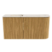 Mondiaz JOYA-DLUX Meuble de toilette 81,6 cm - arrondi droit couleur Chêne - Vasque FAYE position Gauche Sans trou de robinet couleur Nata SW1424069