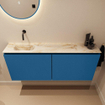 MONDIAZ TURE-DLUX Meuble toilette - 120cm - Jeans - EDEN - vasque Frappe - position gauche - sans trou de robinet SW1102846