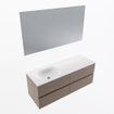 Mondiaz VICA ensemble de meuble de salle de bain - 130cm - meuble sous-vasque fumée - 4 tiroirs - lavabo lune gauche - 1 trou de robinet - couleur talc - miroir LED - version XL 60cm haut SW1091578