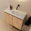 MONDIAZ TURE-DLUX Meuble toilette - 60cm - Washed Oak - EDEN - vasque Opalo - position droite - sans trou de robinet SW1104641