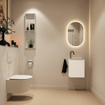MONDIAZ TURE-DLUX Meuble toilette - 40cm - Talc - EDEN - vasque Opalo - position droite - 1 trou de robinet SW1104097