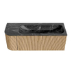 MONDIAZ KURVE-DLUX 125cm Meuble salle de bain avec module 25 G - couleur Oak - 1 tiroir - 1 porte - vasque BIG MEDIUM droite - 1 trou de robinet - couleur Lava SW1138207