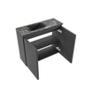 MONDIAZ TURE-DLUX Meuble toilette - 60cm - Dark Grey - EDEN - vasque Lava - position gauche - sans trou de robinet SW1103780