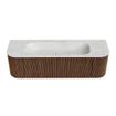 MONDIAZ KURVE-DLUX 150cm Meuble salle de bain avec module 25 G et D - couleur Walnut - 1 tiroir - 2 portes - vasque BIG MEDIUM centre - sans trou de robinet - couleur Opalo SW1137645