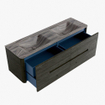 Mondiaz CIRO-DLUX Ensemble meuble de salle de bains - 150x45x50cm - Plan vasque Solid surface Sombra - 2 vasques Double - 2 trous de robinetterie - 4 tiroirs - Shadow SW1532821