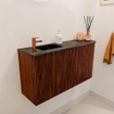 Mondiaz JOYA-DLUX Meuble de toilette 81,6cm - arrondi droit couleur Ruby - Vasque FAYE position Gauche 1 trou de robinet couleur Lava SW1423665