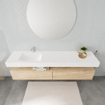 MONDIAZ ALAN 200cm - meuble bas - chêne blanchi - 2 tiroirs - lavabo suspendu - vasque à gauche - 1 trou de robinet - talc SW408533