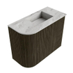 Mondiaz JOYA-DLUX Meuble de salle de bains 51,6cm - arrondi gauche couleur Shadow - Vasque FAYE position Droite 1 trou de robinet couleur Glace SW1422769