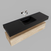 MONDIAZ ALAN 150cm - meuble bas - chêne lavé - 1 tiroir - lavabo suspendu - vasque centrée - 0 trous de robinet - urban SW408525