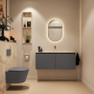 MONDIAZ TURE-DLUX Meuble toilette - 120cm - Dark Grey - EDEN - vasque Frappe - position centrale - sans trou de robinet SW1102721