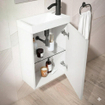 FugaFlow Eccelente Arredo Ensemble meuble WC - 40x65cm - 1 porte - 1 trou de robinet - droit - lave-mains terrazzo - blanc mat SW1522198