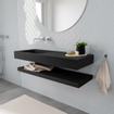 MONDIAZ ALAN 120cm - Ensemble meuble de salle de bains - solid surface - tablette avec lavabo suspendu - vasque à gauche - 0 trous de robinet - urban SW408736
