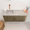 Mondiaz JOYA-DLUX Meuble de salle de bains 81,6cm - arrondi droit couleur Dusk - Vasque FAYE position Gauche Sans trou de robinet couleur Glace SW1423183