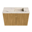 Mondiaz JOYA-DLUX 60cm toiletmeubel - kleur Oak - Wastafel FAYE positie Rechts Zonder kraangat kleur Nata. SW1424001