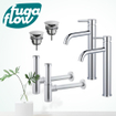 FugaFlow Eccelente Sobrado Kit robinet lavabo - pour double vasque - robinet rehaussé - bonde non-obturable - siphon design - Chrome brillant SW1124276