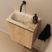 MONDIAZ TURE-DLUX meuble WC 40 cm Washed Oak. Lavabo EDEN Frappe position gauche. Sans trou de robinet. SW1103070