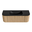 MONDIAZ KURVE 130cm Meuble salle de bain avec module 25 G et D - couleur Oak - 1 tiroir - 2 portes - vasque BIG SMALL centre - sans trous de robinet - Urban SW1138363