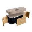 MONDIAZ THOR-DLUX 110cm badmeubel ronding links + rechts kleur Oak met 1 lade en 2 deuren. Vrijhangende wastafel CLOUD Links 1 kraangat kleur Saba. SW1462992