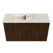 Mondiaz JOYA-DLUX 70cm toiletmeubel - kleur Walnut - Wastafel FAYE positie Links 1 kraangat kleur Frappe. SW1422263