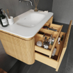 Royal Plaza Terra Edge Meuble sous-vasque - 80cm - nervuré - 2 tiroirs - coins arrondis - sandwood (chêne clair) SW1449110
