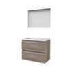 Basic-Line Basic 46 ensemble de meubles de salle de bain 80x46cm sans poignée 2 tiroirs lavabo acrylique 1 trou pour robinet miroir mfc scotch oak SW350847