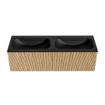 MONDIAZ KURVE 140cm Meuble salle de bain - couleur Oak - 2 tiroirs - vasque BIG SMALL double - 2 trous de robinet - Urban SW1138450