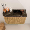 Mondiaz JOYA-DLUX Meuble de toilette 61,6cm - arrondi gauche couleur Chêne - Vasque FAYE position Droite 1 trou de robinet couleur Lava SW1422061