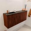 Mondiaz JOYA-DLUX Meuble de salle de bains 101.6cm - arrondi droit couleur Ruby - Vasque FAYE position Gauche 1 trou de robinet couleur Lava SW1423654