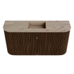 Mondiaz JOYA-DLUX 83.2cm toiletmeubel - ronding links en rechts kleur Walnut - Wastafel FAYE positie Midden Zonder kraangat kleur Arena. SW1424388
