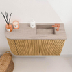 Mondiaz JOYA-DLUX 71.6cm toiletmeubel - ronding links kleur Oak - Wastafel FAYE positie Rechts 1 kraangat kleur Saba. SW1424212
