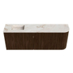 Mondiaz JOYA-DLUX Meuble de salle de bains 111.6cm - arrondi droit couleur Walnut - Vasque FAYE position Gauche 1 trou de robinet couleur Frappe SW1422331